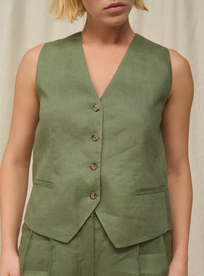 Жилет лляний FIORE BIANCO (FRBK_FB_25_06_green)