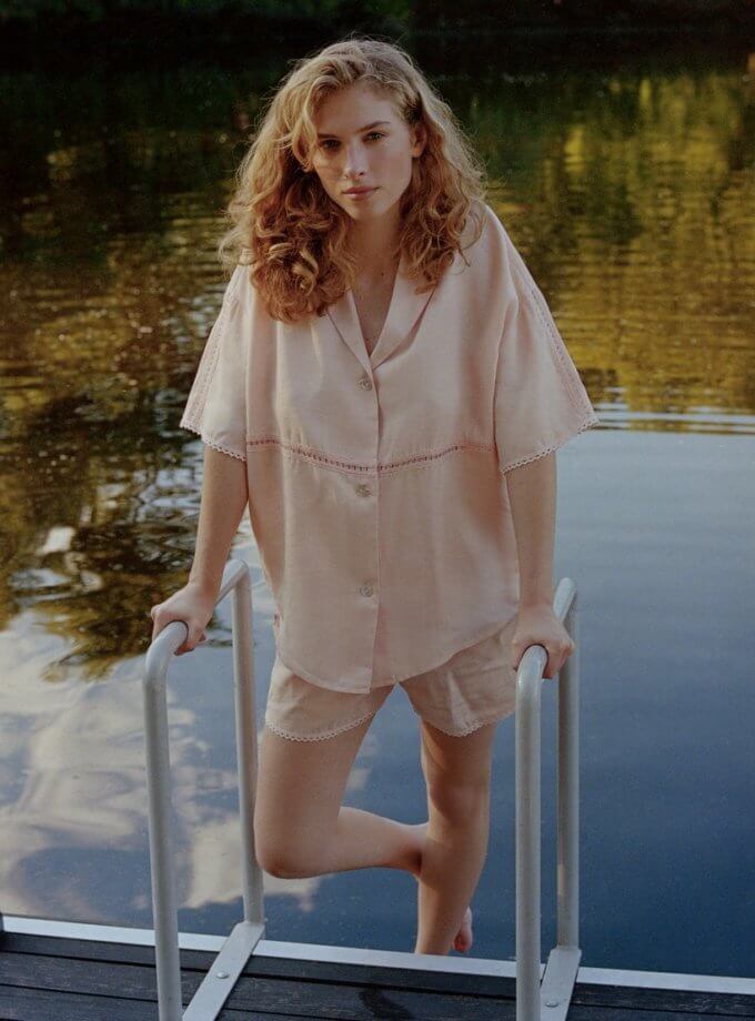 Лляна сорочка з мереживом IAM (IAM_PCH/PJ/SHRT)