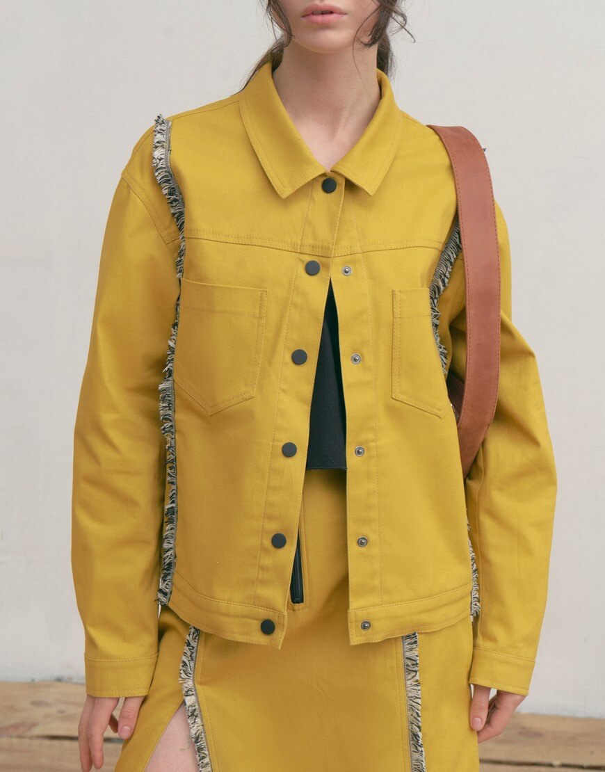 Жакет гірчиця Бавовняна куртка з бахромою ZHARKO (ZHRK_kzss230003cottjackm) - фото 2