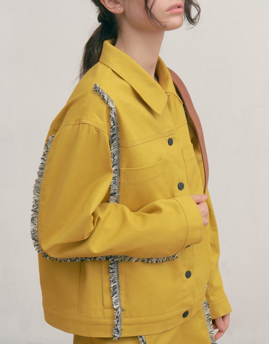 Жакет гірчиця2 Бавовняна куртка з бахромою ZHARKO (ZHRK_kzss230003cottjackm)