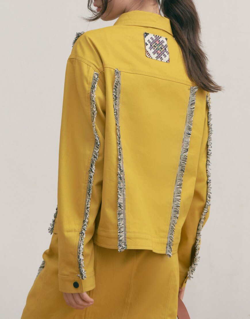 Жакет гірчиця3 Бавовняна куртка з бахромою ZHARKO (ZHRK_kzss230003cottjackm) - фото 3