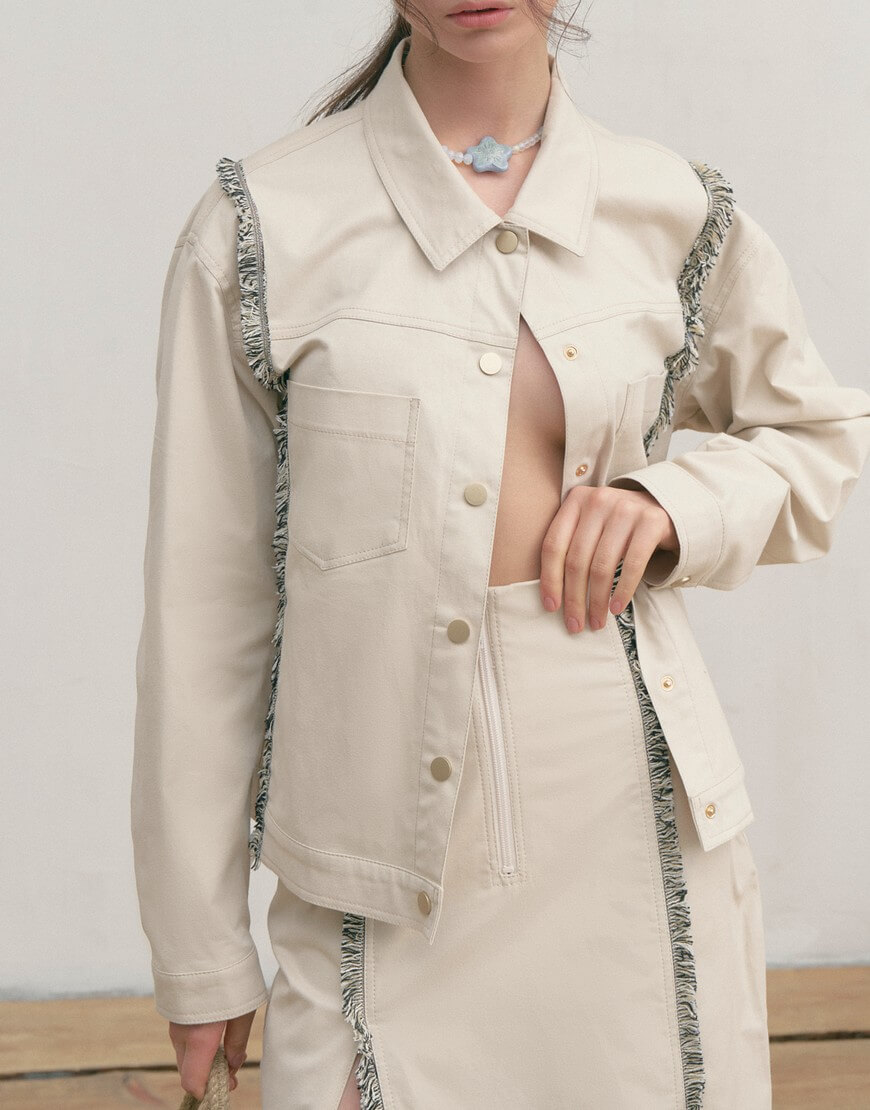 Жакет пісок+Спідниця пісок5 Бавовняна куртка з бахромою ZHARKO (ZHRK_kzss230003cottjackb) - фото 2