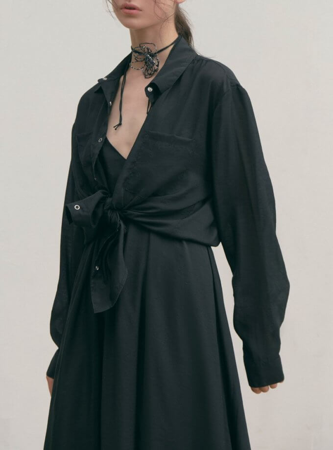 Сорочка з шовкового батисту ZHARKO (ZHRK_kzss230008shirtblack) - фото 19
