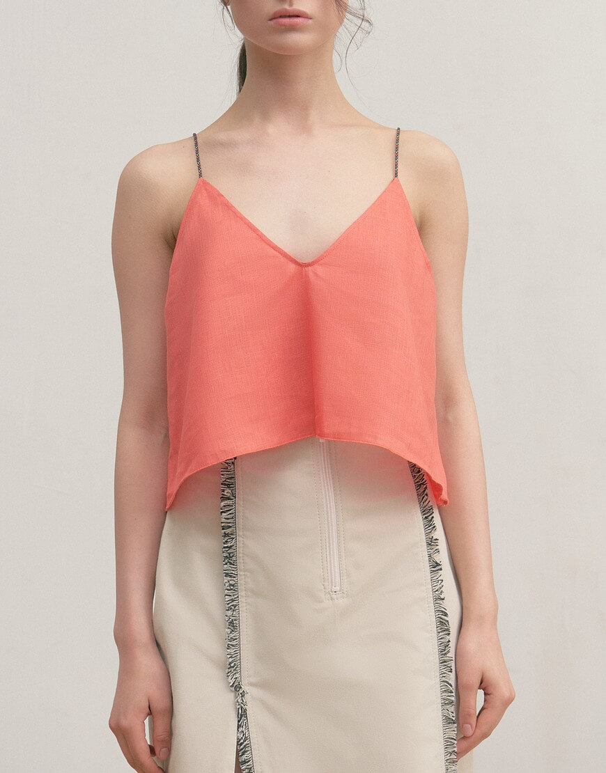 Топ льон корал2 Лляний топ на бретелях ZHARKO (ZHRK_kzss2300007toplinenk) - фото 2