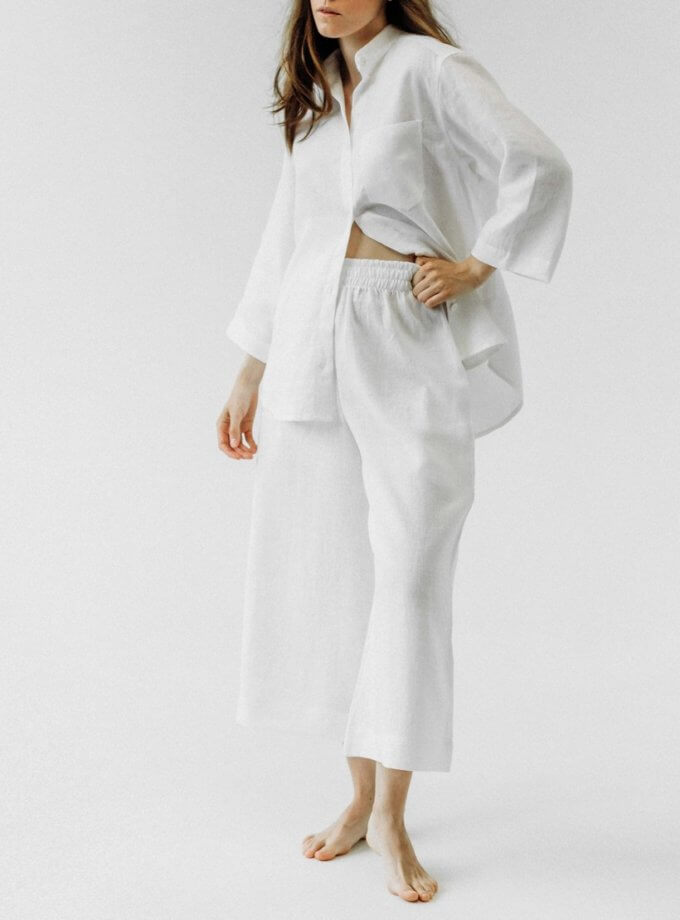 Білий лляний костюм з сорочкою та кюлотами DUGA (SGL_SC_1)