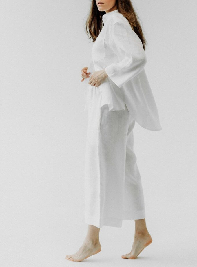 Білий лляний костюм з сорочкою та кюлотами DUGA (SGL_SC_1)