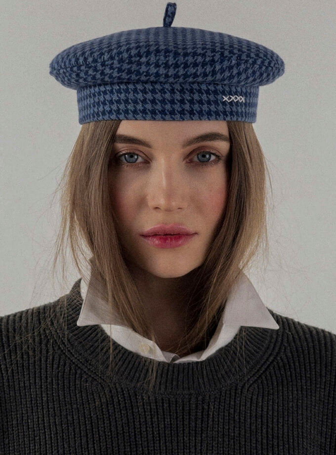 Берет в клітинку French navy FURT (FR_RTT04-KLT-X)