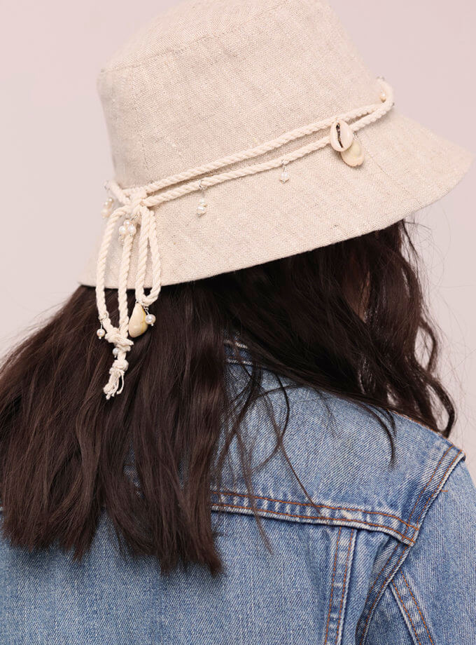 Класична лляна панама Milk FURT (FR_LNBCKT01-LGHT-SHLL-PRLS)