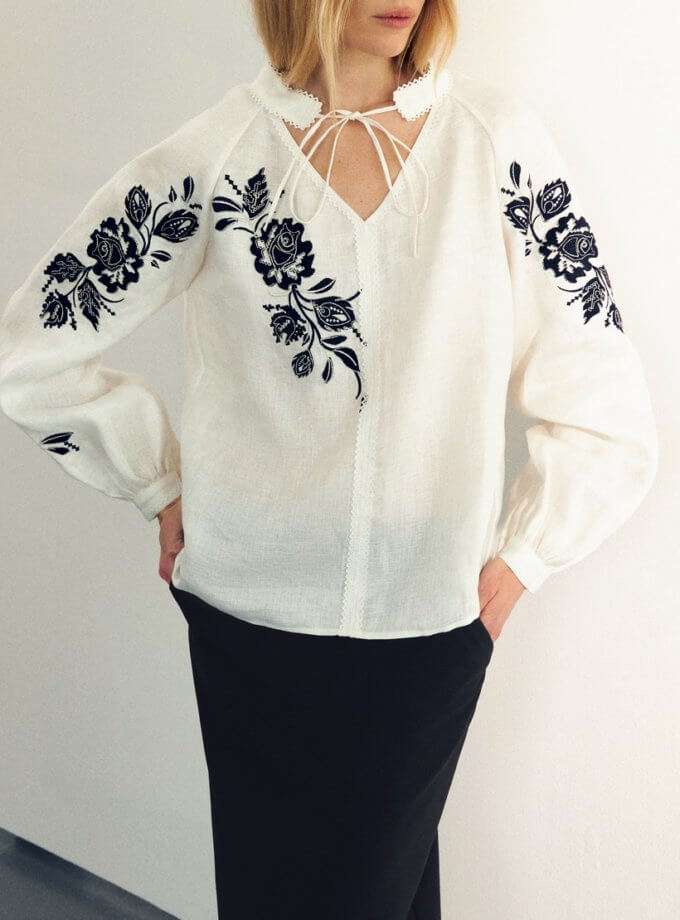 Сорочка з дизайнерською вишивкою Рожа чорна GAPTUVALNYA (GPTV_GA_AA_511)