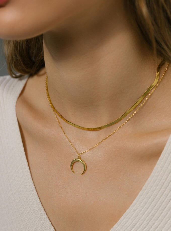 Кольє Crescent Moon in Gold SILVER STORIES (SS_SN003)