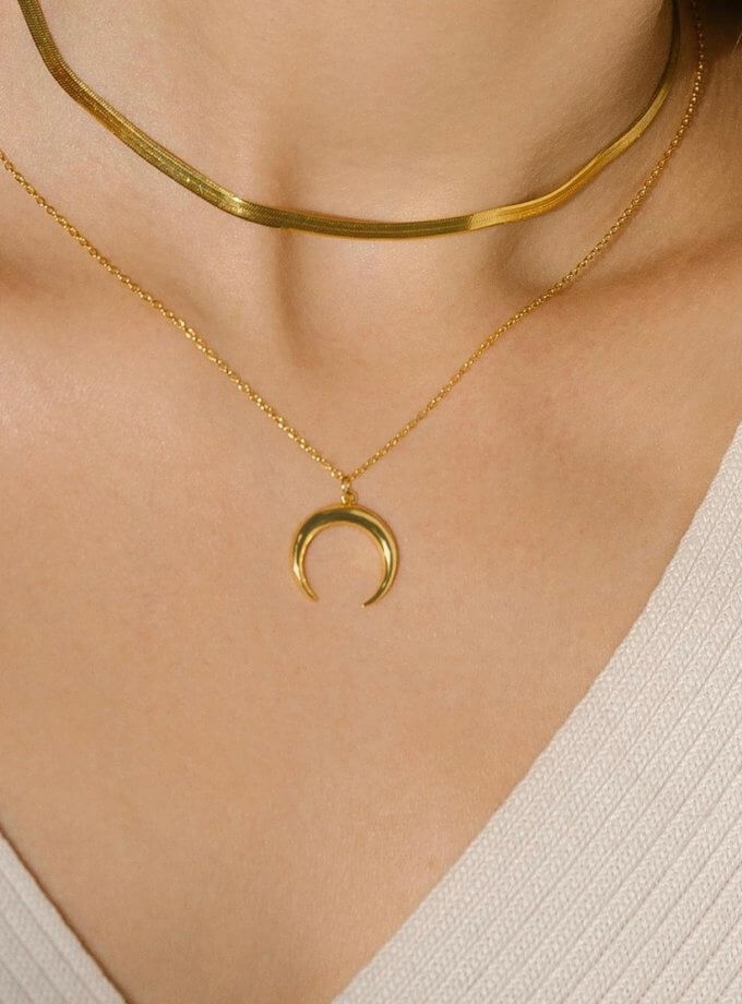 Кольє Crescent Moon in Gold SILVER STORIES (SS_SN003)