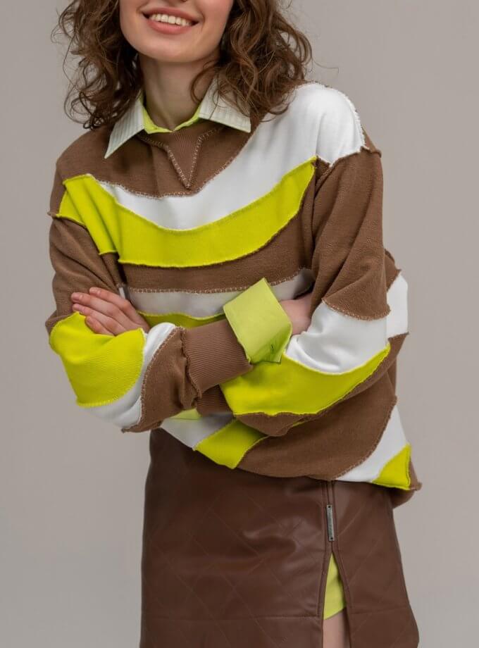 Світшот триколірний 7/11 SEVEN ELEVEN (SE_SE23Sw_BrWGr)