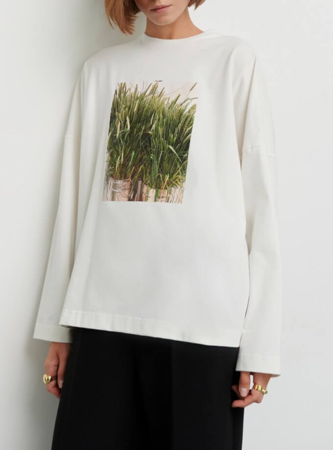 Лонгслів з принтом Колоски ANNA YAKOVENKO (AY_3676)