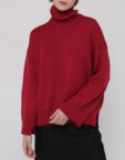 Об'ємний джемпер з вовни з горловиною та розрізами по бокам - червоний MISS SECRET (MISS_PU-015-red) - фото 8