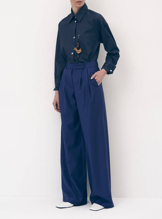 Сині широкі брюки з вовни DUGA (DG_F23_4)