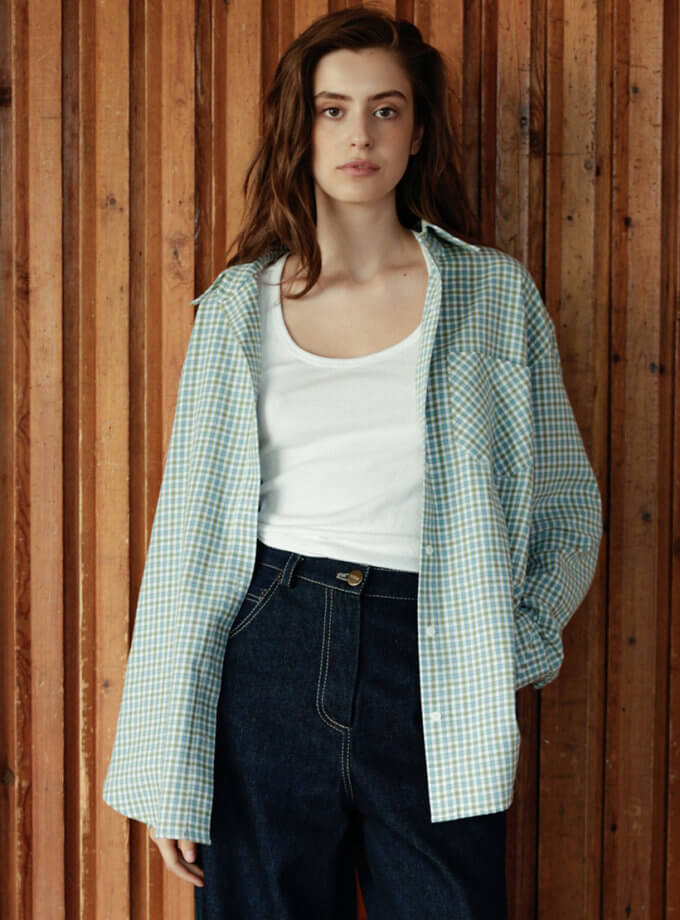 Сорочка салатово-бежева WKMF (WKMF_177_4)