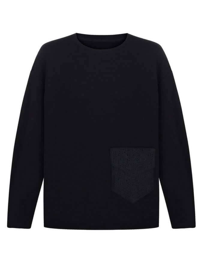 Світшот Simple оздоблений мереживом Black NYNI (VSH_010-113) - фото 11