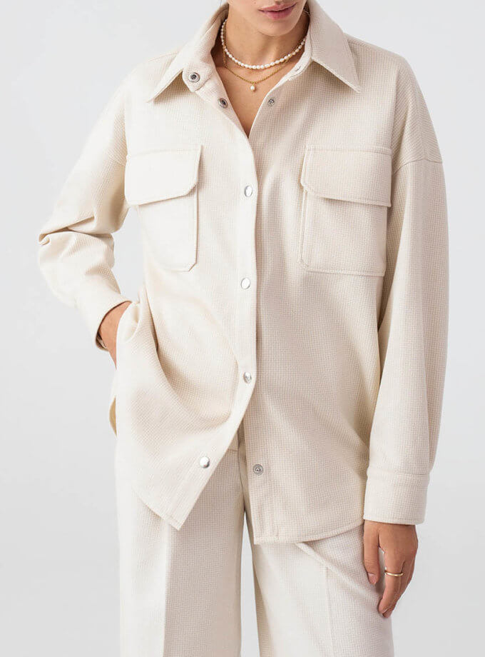 Сорочка oversize з вовни бежева MAGNETIC (MGN_2109BG) - фото 6