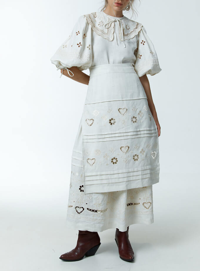 Фартух Серденько кремовий EMBROIDERED GEM (EMBR_2023_06e)