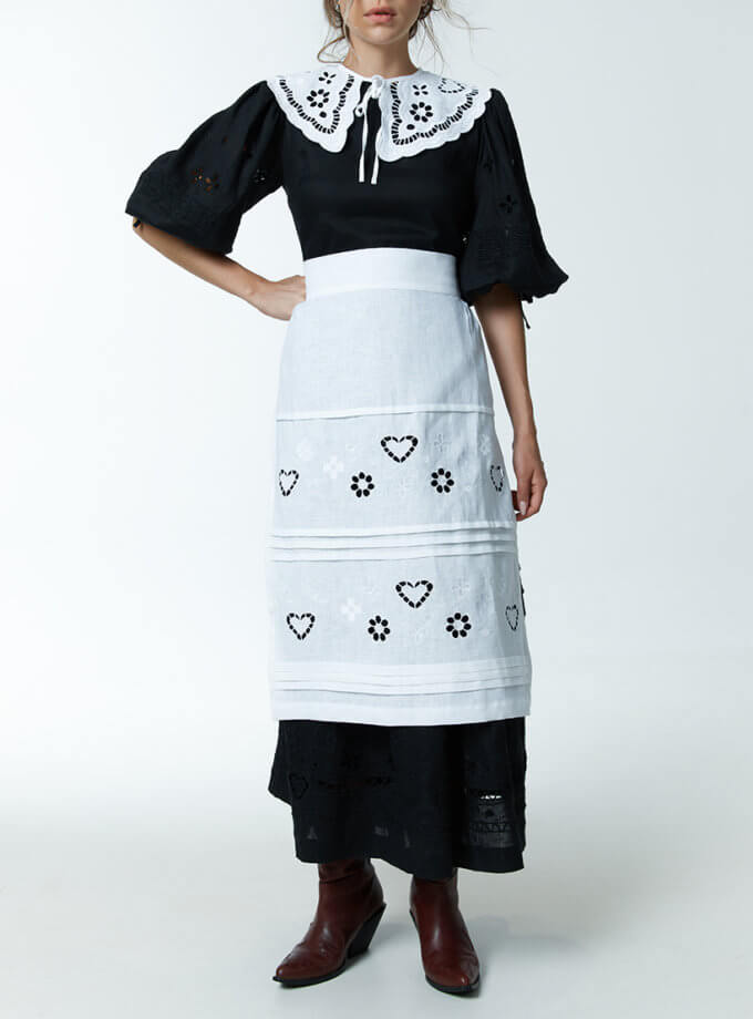 Фартух Серденько білий EMBROIDERED GEM (EMBR_2023_06w)