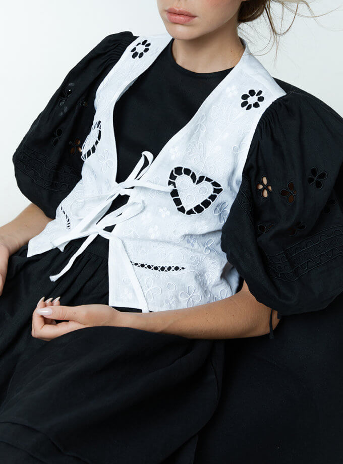 Жилет Серденько білий EMBROIDERED GEM (EMBR_2023_13)