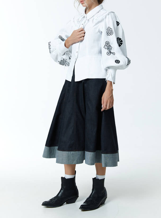 Жіноча блуза Ярослава біла EMBROIDERED GEM (EMBR_2023_01)