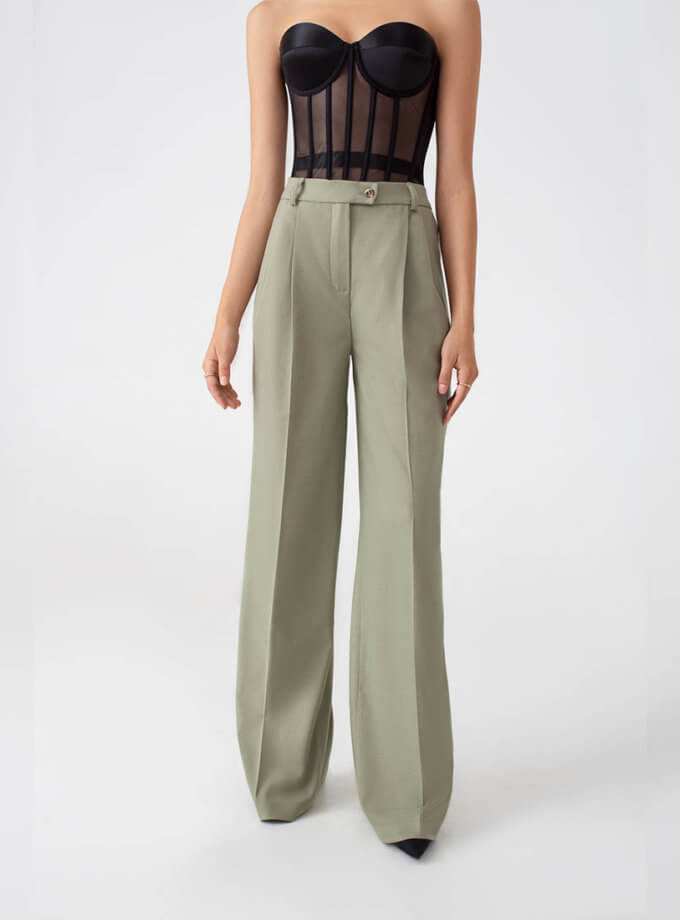 Брюки палаццо оливкові MAGNETIC (MGN_1777GN)