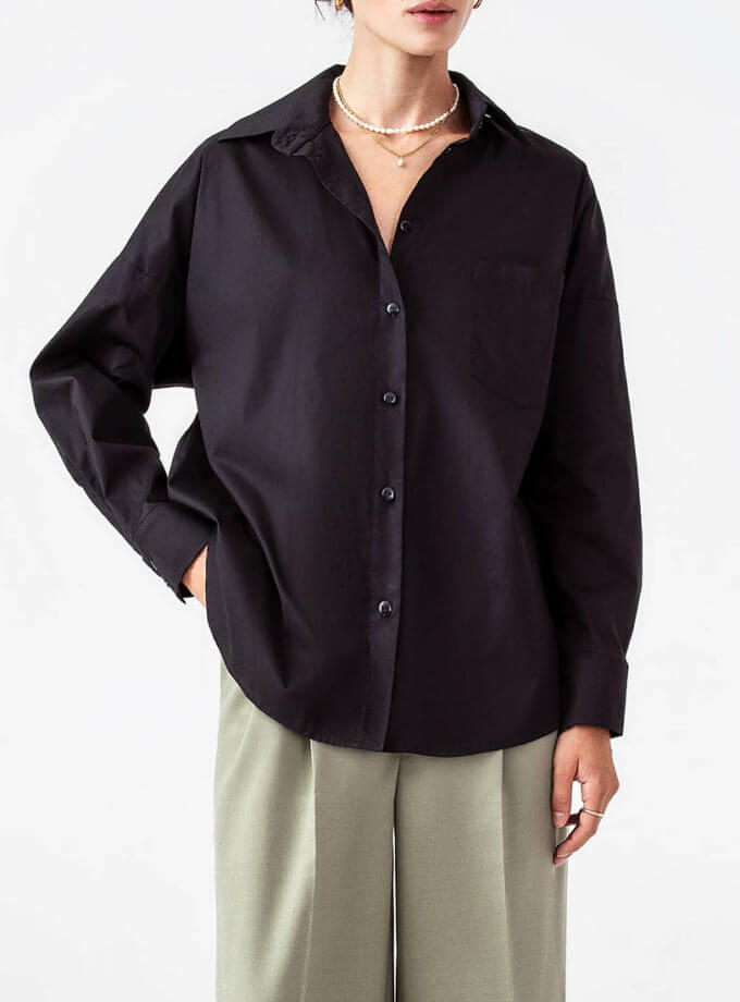 Сорочка з попліну чорна MAGNETIC (MGN_2108BK)