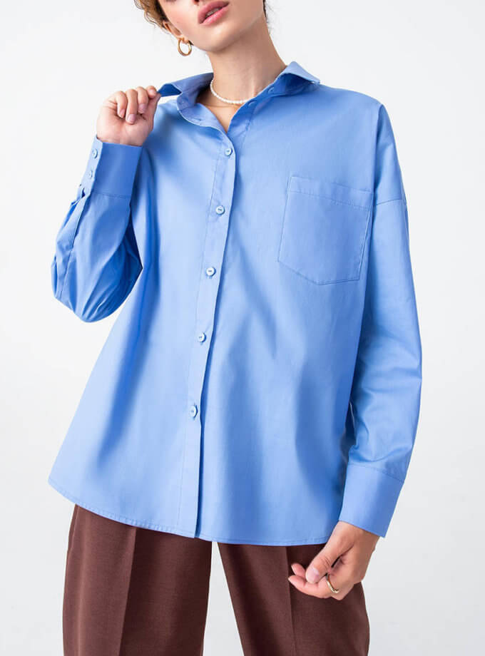 Сорочка з попліну блакитна MAGNETIC (MGN_2108BL)