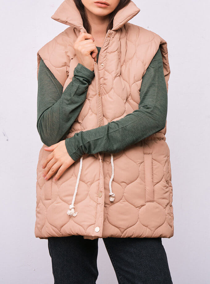 Бежевий жилет стьобаний на кнопках ZHARKO (ZHRK_kzfw240002djb)