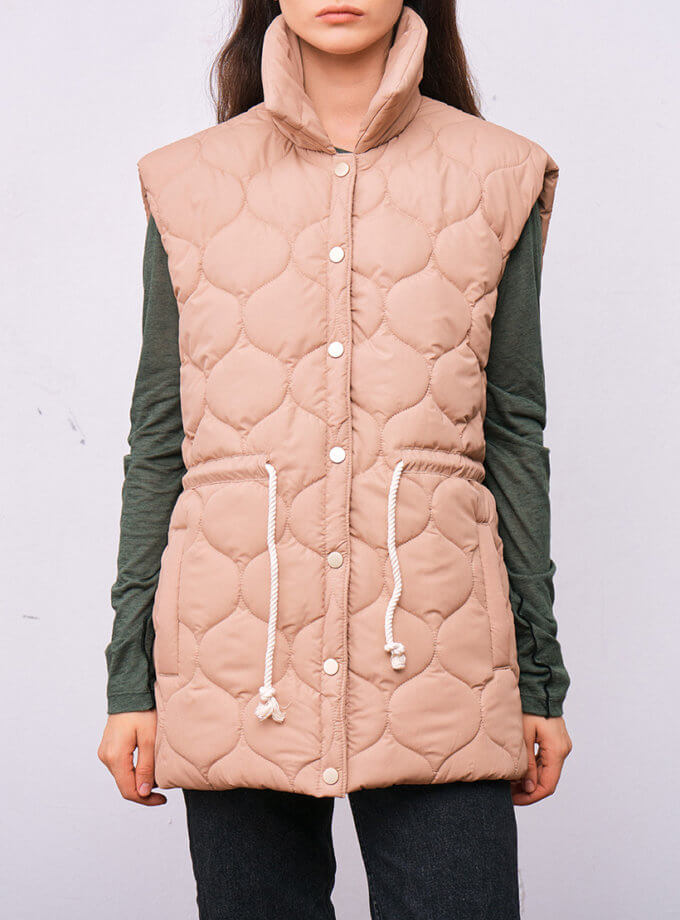 Бежевий жилет стьобаний на кнопках ZHARKO (ZHRK_kzfw240002djb)