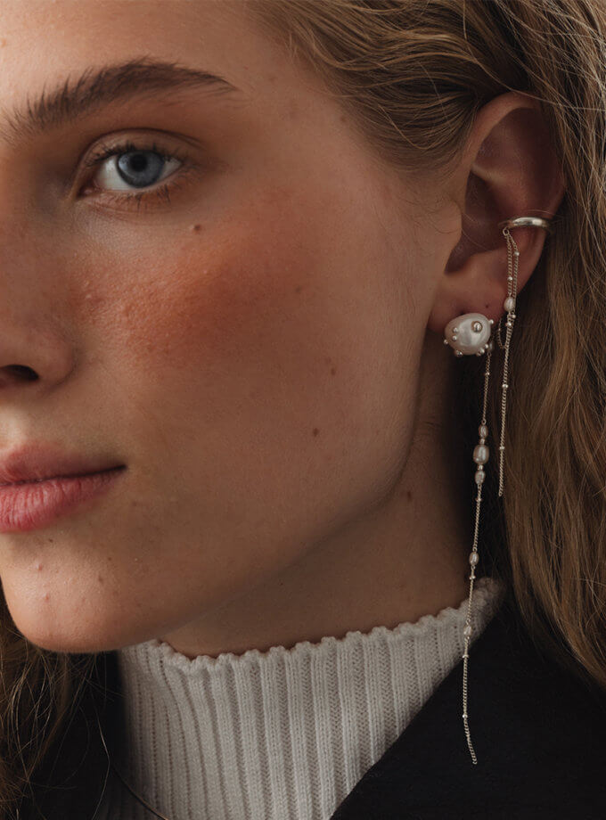 Каф з ланцюжками та перлинами SOLAR SILVER (SLSR_SSC_008)