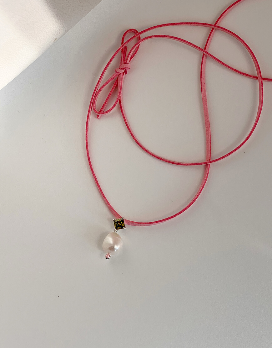 077_3 Перлина з камінням на стрічці SOLAR SILVER (SLSR_SSN_077) - фото 2