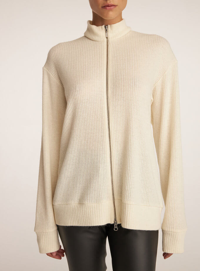 Zip кофта молочного кольору THE ESSENCE (ESSNC_TE23-1)