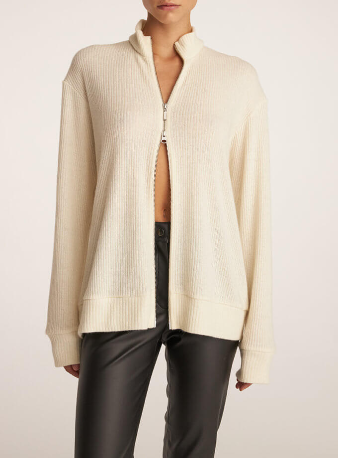 Zip кофта молочного кольору THE ESSENCE (ESSNC_TE23-1)