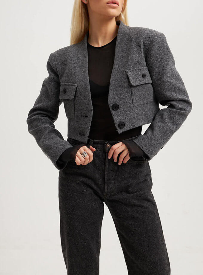 Кроп-жакет сірий THE ESSENCE (ESSNC_TE23-10)