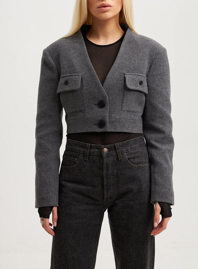 Кроп-жакет сірий THE ESSENCE (ESSNC_TE23-10)