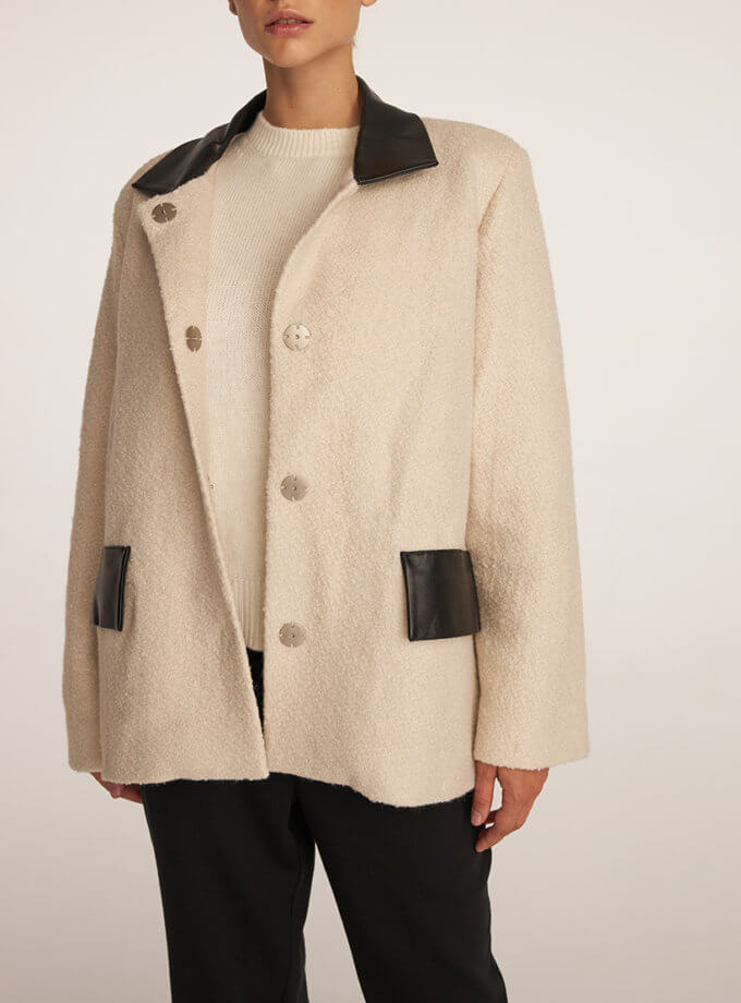 Куртка Teddy з натуральної вовни молочна THE ESSENCE (ESSNC_TE23-5)