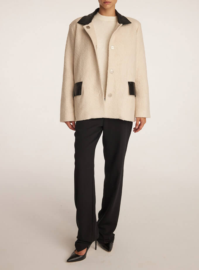 Куртка Teddy з натуральної вовни молочна THE ESSENCE (ESSNC_TE23-5)