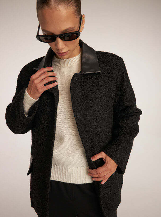 Куртка Teddy з натуральної вовни чорна THE ESSENCE (ESSNC_TE23-6)