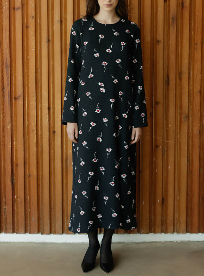 Сукня синя в квітковий принт WKMF (WKMF_180_1)