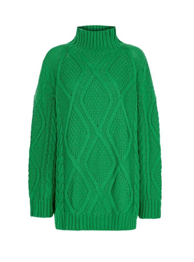 Светр з візерунком косами зелений FIORE BIANCO (FRBC_FB_2303_green)