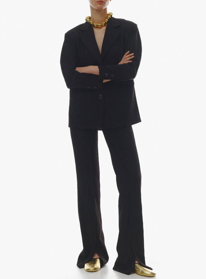 Брюки чорні з розрізами OUN (OUN_FW23-17-PANTS)