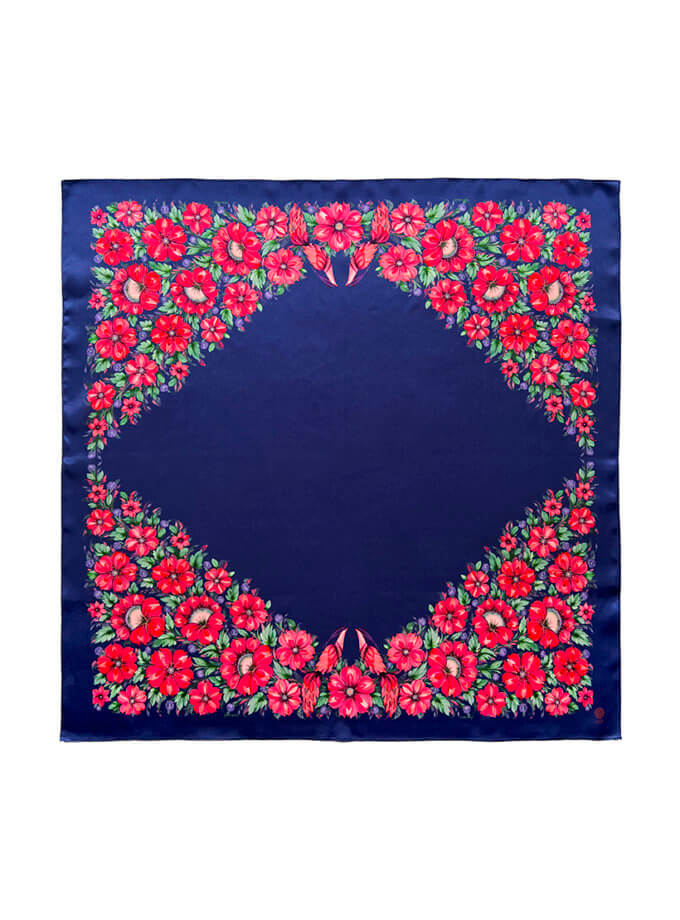 Шовкова хустка Закохані синя OLIZ (OL_003)