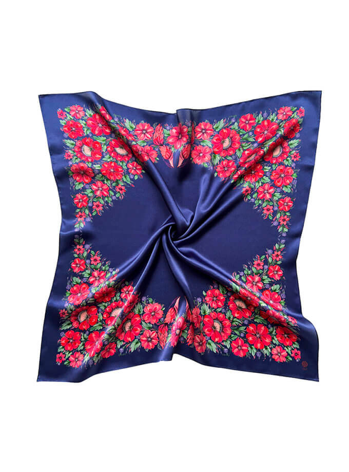 Шовкова хустка Закохані синя OLIZ (OL_003)