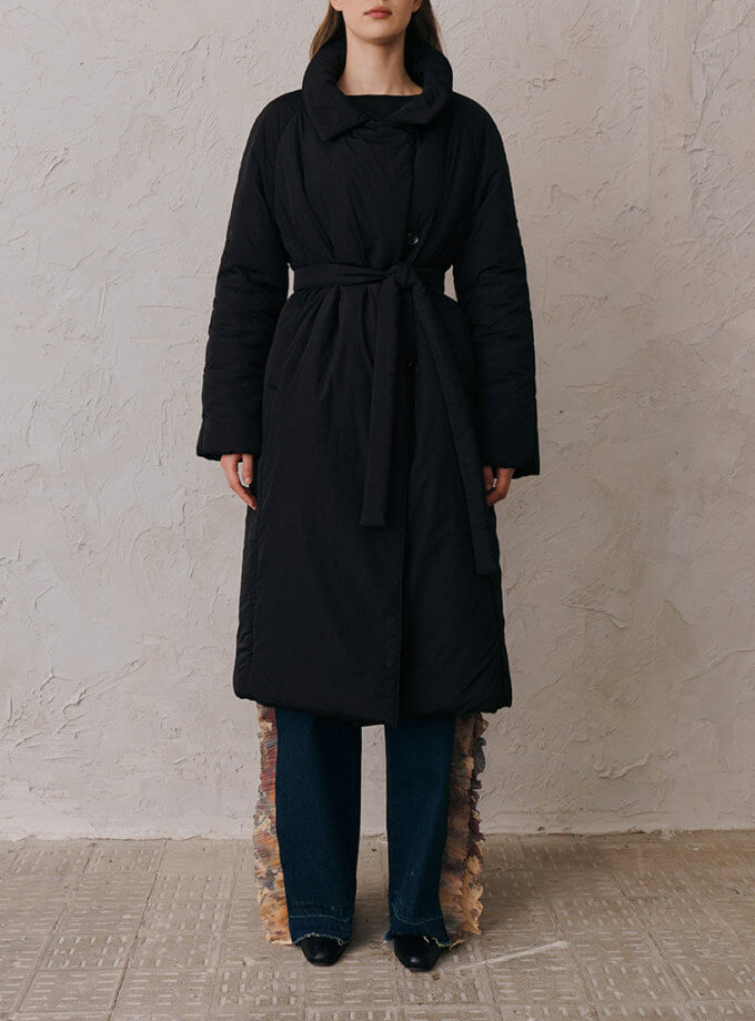 Чорний пуховик міді ZHARKO (ZHRK_kzfw230003ldj) - фото 15