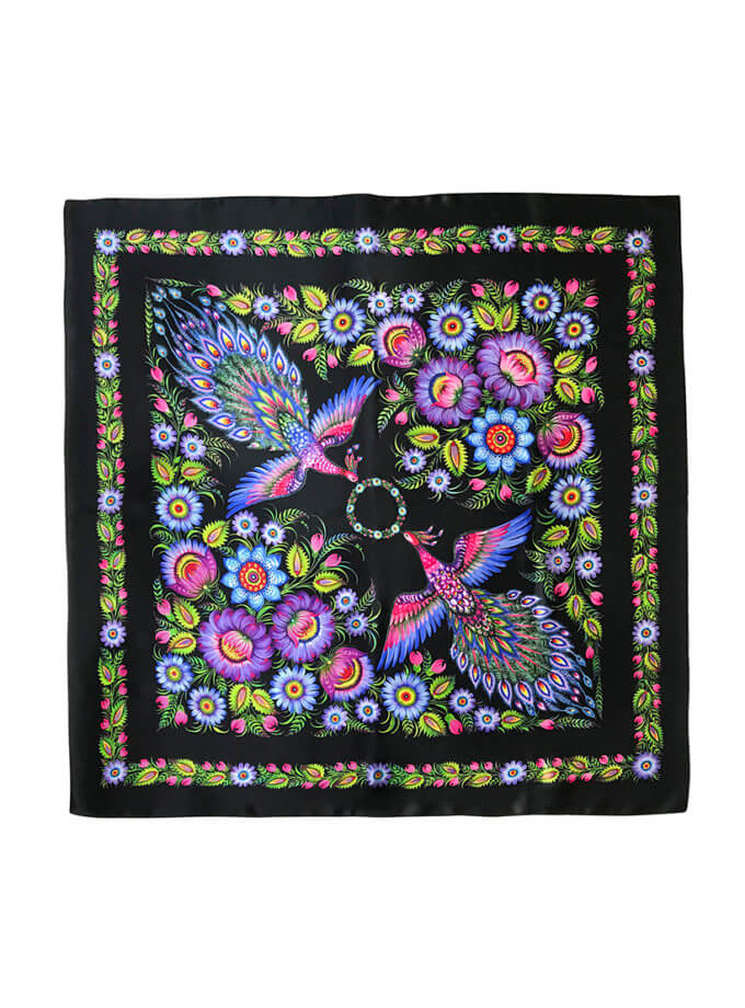 Чорна хустка Чарівні Жар-птиці OLIZ (OL_008)