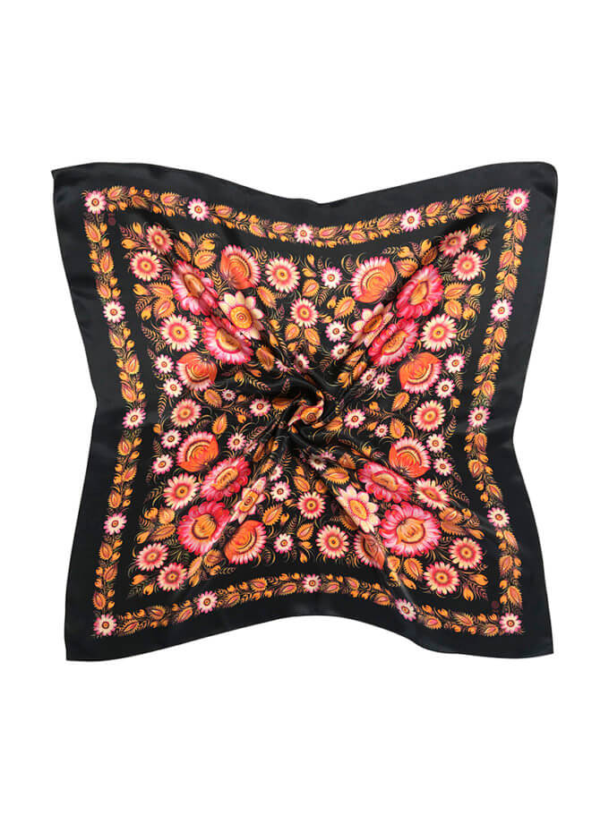 Шовкова хустка Чорне Золото OLIZ (OL_005)