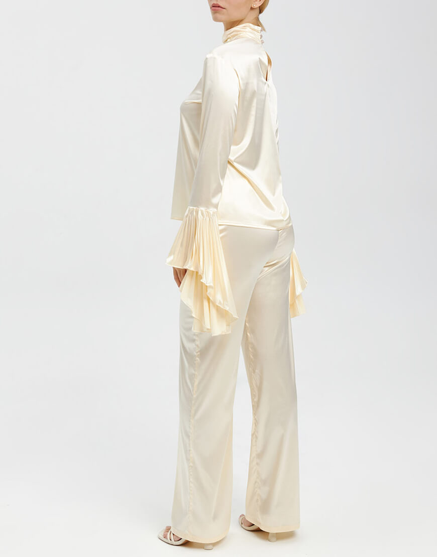 33 Костюм з блузою та штанами з віскози молочного кольору THE ESSENCE (ESSNC_TE-24) - фото 4