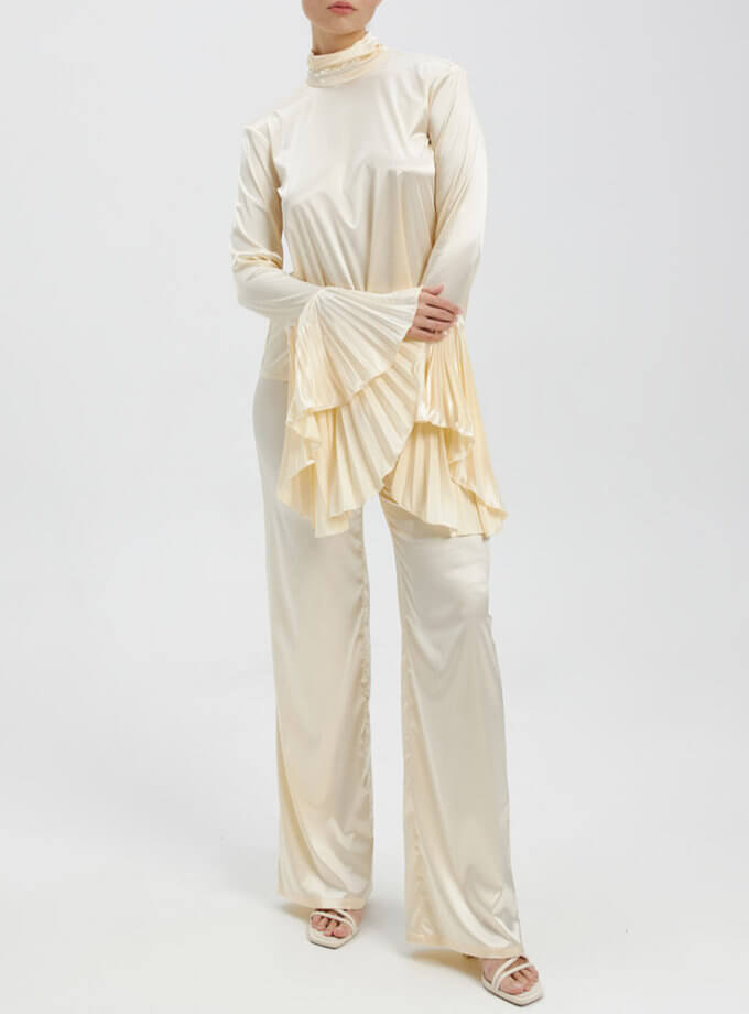 Костюм з блузою та штанами з віскози молочного кольору THE ESSENCE (ESSNC_TE-24)